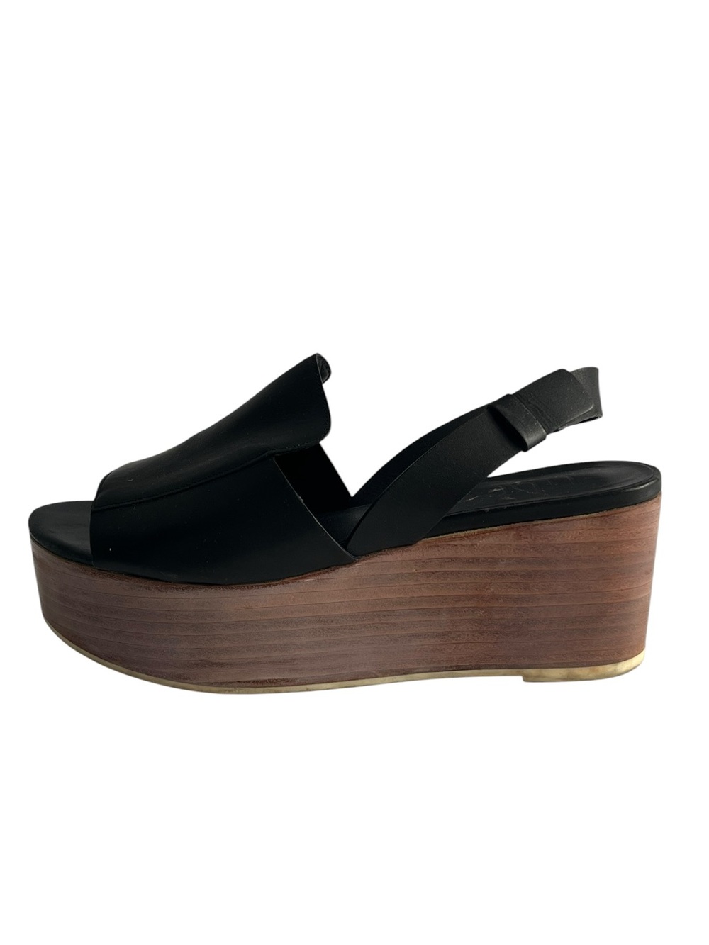 tibi Black Leather Platform Slingback Sandal Sz 38